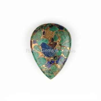 Best Quality 16x22mm Azurite Copper Composite Loose Pear Shape Briolette Gemstone for 18k Gold Jewelry Making