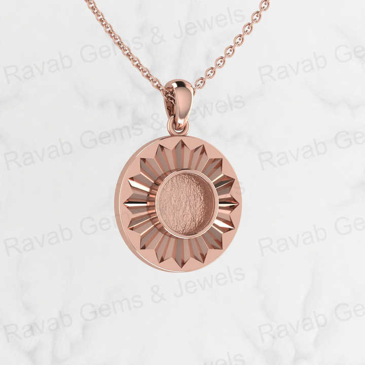 High Quality 925 Sterling Silver Sunburst Semi Mount Blank Pendant 26x18mm Sunbeam Design for Resin & Ashes Work Necklace