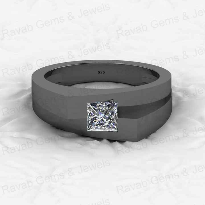 Superb Quality Solid 925 Sterling Silver 5mm CZ Brilliant Square Cut Ultimate Designer Ring for Men's Fine Handmade Jewelry