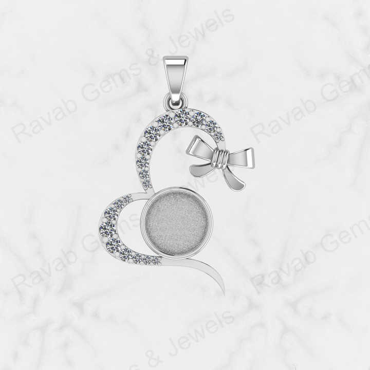 Top Quality 925 Sterling Silver Half Heart With Bow Charm Semi Mount Blank Setting Pendant Good for Ashes & Resin Work Keepsake