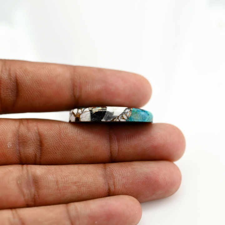 White Buffalo Kingman Turquoise 20x30mm Oval Shape Flat Back Calibrated Loose Gemstone Cabochon for Making 18k Gold Jewelry