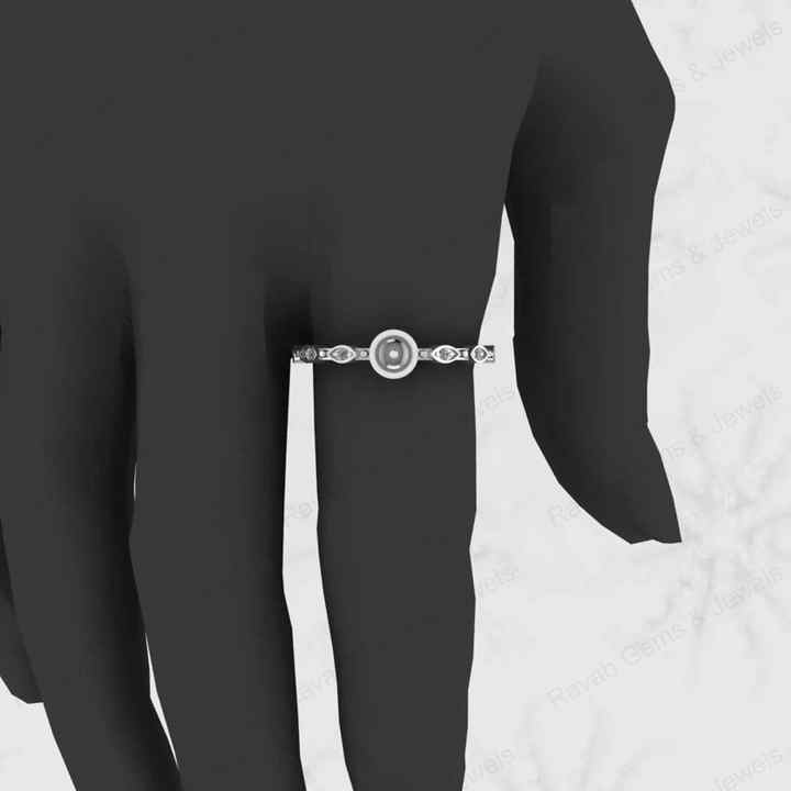 Solid 925 Sterling Silver CZ Sides 6mm Round Solitaire Semi Mount Setting Ring for Resin & Ashes Breastmilk DIY Jewelry Findings