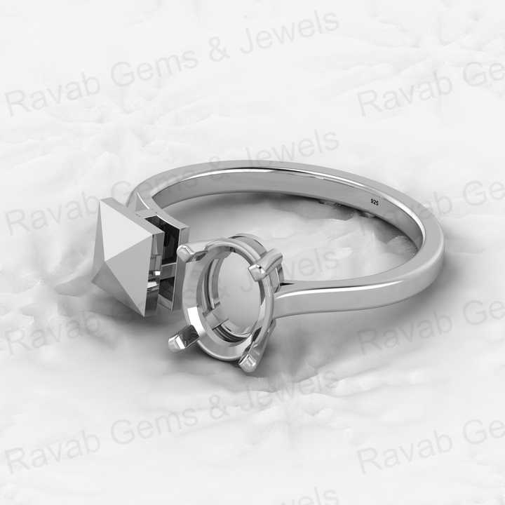 925 Solid Sterling Silver 8x5mm Oval Semi Mount Blank Setting Adjustable Ring for Breastmilk & Keepsake Resin Ceramic Jewelry