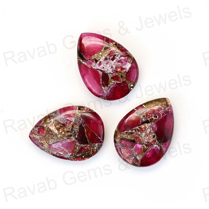 New Arrival Quality 16X22mm Mohave Pink Ruby Copper Pear Shaped Hand Polish Gemstone for Making 14k Gold Handmade Fine Jewelry