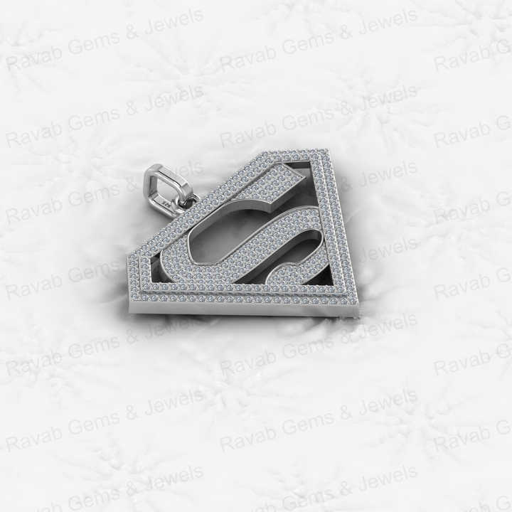 Top Trending Solid 925 Silver Superman S Initial Symbol Hip Hop Pendant Necklace Men Iced CZ Diamond Personalized Fine Jewelry