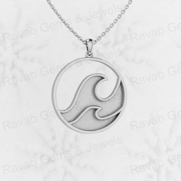Genuine Sterling Silver 25mm Wave Design Semi Mount Blank Setting Charm Pendant for Resin Ashes Work Necklace Jewelry Findings