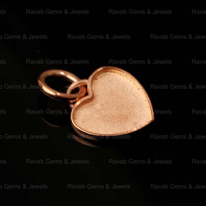Keepsake Jewelry Rose Gold Plated 925 Silver 12mm Heart Charm Semi Mount Blank Bezel Setting Pendant for Findings & Components