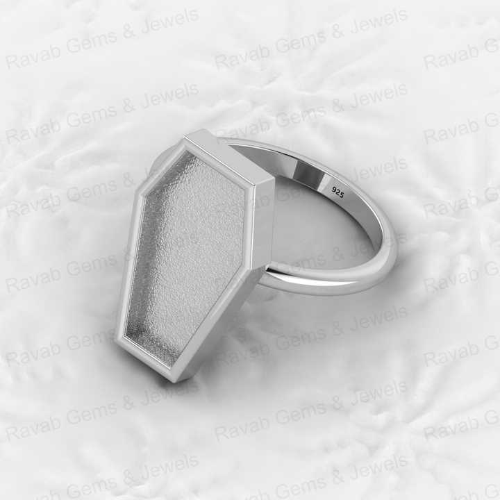 Genuine 925 Sterling Silver 10x17mm Coffin Bezel Collet Cup Semi Mount Ring Setting for Resin Ashes Jewelry Findings Components