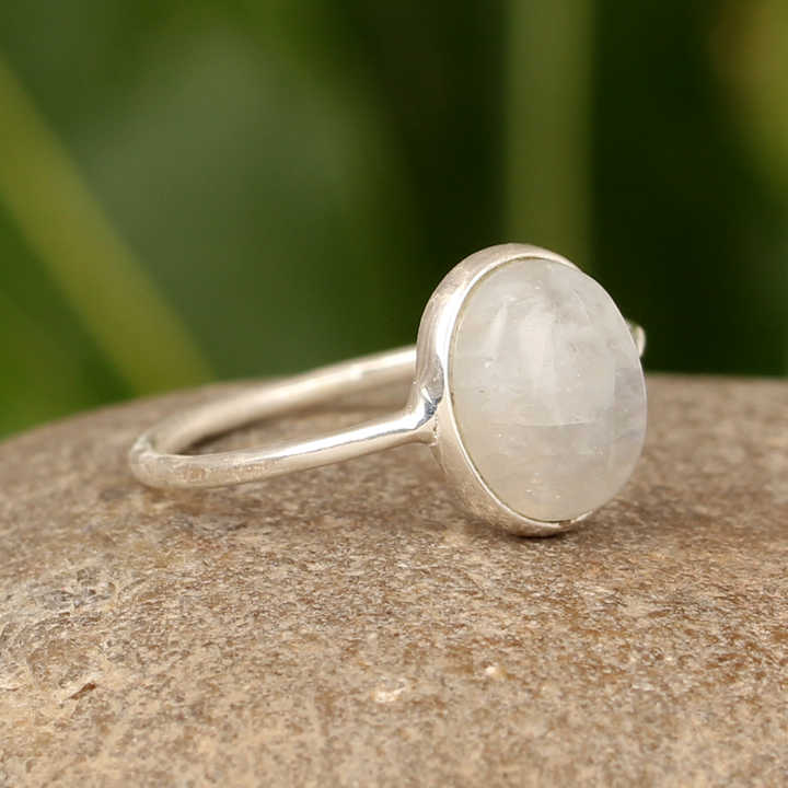 Best Selling Genuine Rainbow Moonstone Oval Shaped 10x14mm Solid 925 Sterling Silver Bezel Setting Handmade Women Ring Jewelry