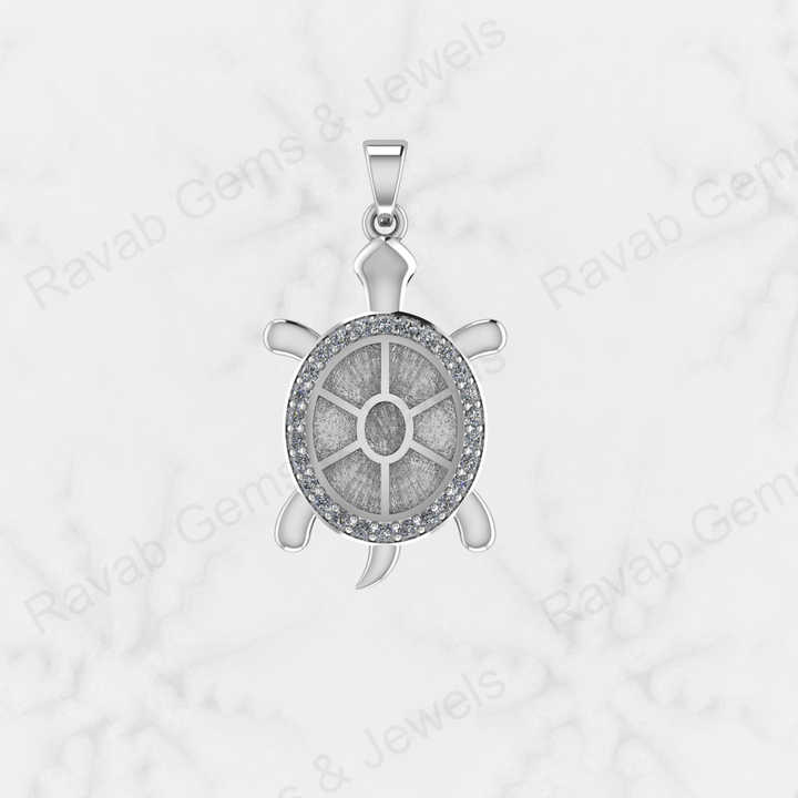 Best Quality 925 Sterling Silver Turtle Best Luck Charm Semi Mount Blank Setting Pendant Good for Ashes & Resin Work Keepsake