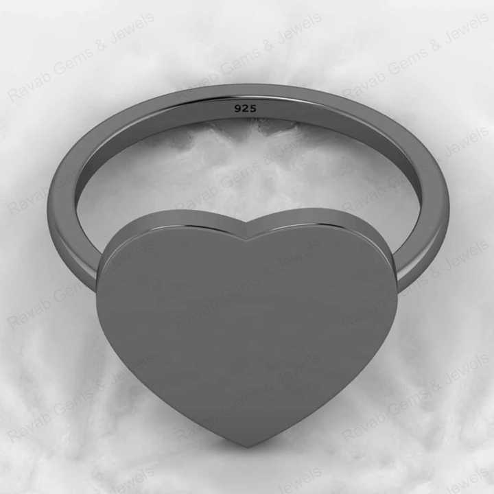 Superb 925 Silver 14mm Flat Heart Eternity Vermeil Minimalist Women's Personalized Ring With Custom Name Engraving Jewelry