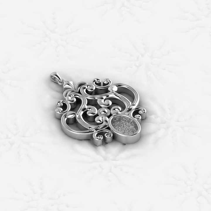 Genuine 925 Sterling Silver 25mm Vintage Filigree Design Semi Mounting Blank Base Charm Pendant Setting for Jewelry Finding