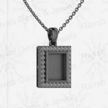 8x10mm Rectangle CZ Blank Bezel Setting High Quality 925 Solid Silver Pendant Charm Breastmilk DIY Keepsake Jewelry Findings