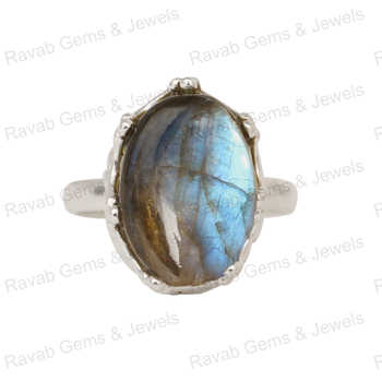 High Quality Handmade 10x14mm Oval Natural Labradorite Solid 925 Sterling Silver Party Wear Ring for Women Heavy Gift
