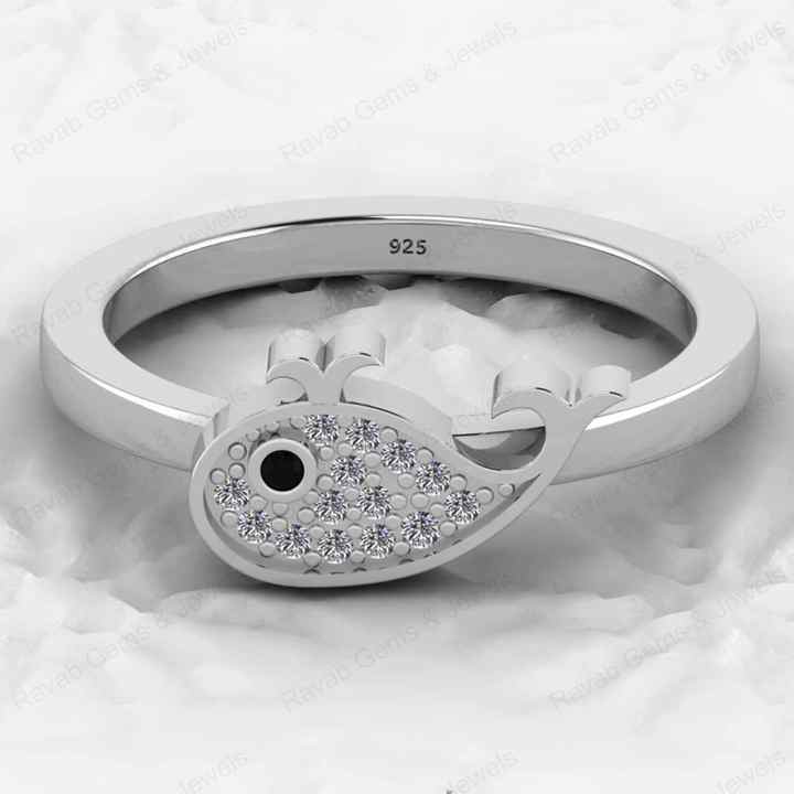 Beautiful 925 Silver Gold Vermeil Blue Whale Water Animal Fish Pattern Eternity Wedding Band Designer Women Ring Fine Jewelry