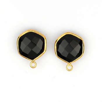 Hot Selling 12mm Hexagon Shape Black Onyx Pendant Men's Fine Bezel Setting Sterling Silver Gold Plating Indian Bezel Gifts