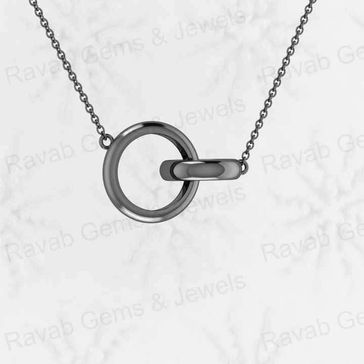 Top Quality Genuine Solid 925 Sterling Silver 26mm Interlocking Circles Charm Necklace Girlfriend Gift Memorial Fine Pendant