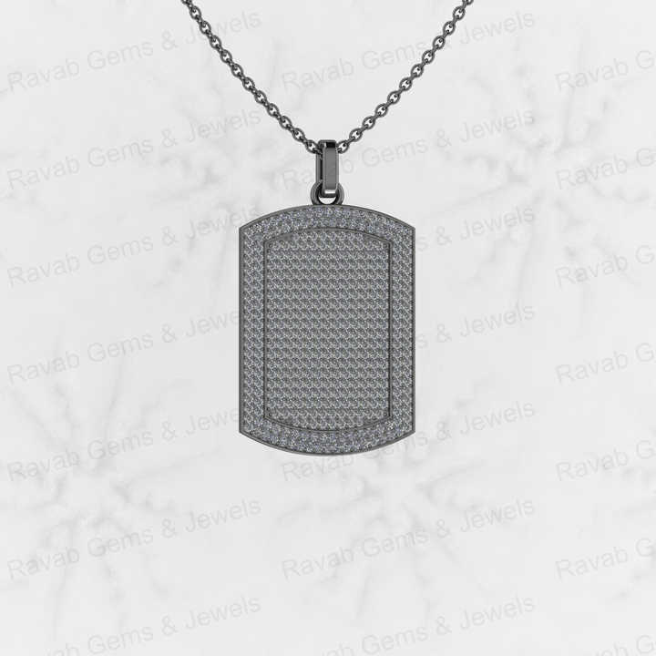 Genuine 925 Silver Pave Micro CZ 28x20mm Bar Rectangle Men's Designer Pendant Necklace Hip Pop Style Personalized Fine Jewelry