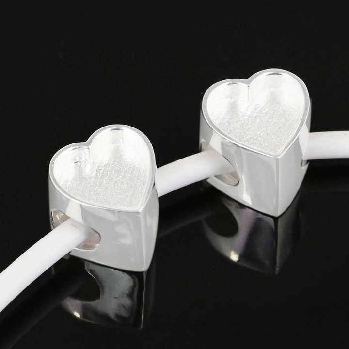 Genuine 925 Sterling Silver 9mm Heart Charm Beads with 5mm Hole Good Resin Ashes Work Keepsake DIY Finding Jewelry Components
