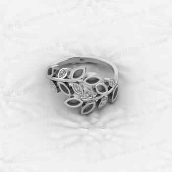 Best Selling 925 Silver Semi Mount Blank Ring Setting 2x4mm Marquise CZ.80 Leaf Design Fine Breastmilk Keepsake Jewelry