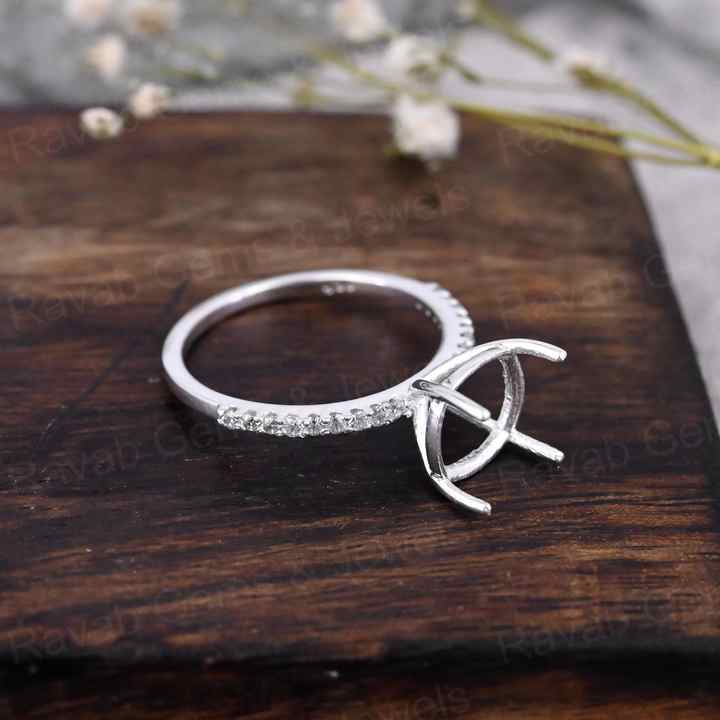 Handmade 925 Silver 18k Gold 10mm Cushion Eternity Band Prong Blank Gemstone Ring With CZ Setting Keepsake Breastmilk Jewelry