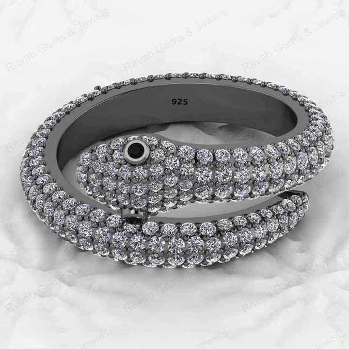 Best Selling 925 Sterling Silver Gold Vermeil CZ Eternity Band Adjustable Animal Gothic Snake Women Ring Hip Hop Fine Jewelry