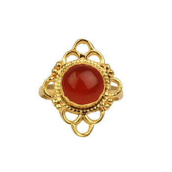 Unisex High Quality 925 Sterling Silver Handmade Ring 18K Gold Plating 10mm Natural Fantastical Chalcedony Bezel Setting Women