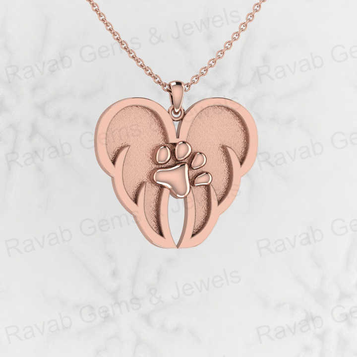 Solid 925 Silver 25mm Angel Wings With Dog Paw Semi Mounting Setting Charm Pendant Necklace Resin Ashes Work Jewelry Findings