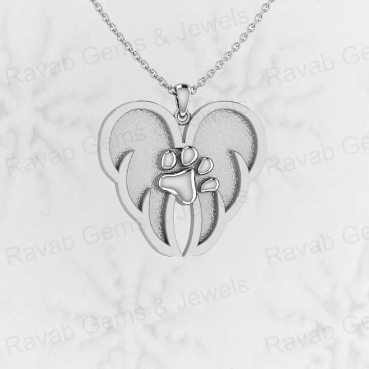 Solid 925 Silver 25mm Angel Wings With Dog Paw Semi Mounting Setting Charm Pendant Necklace Resin Ashes Work Jewelry Findings