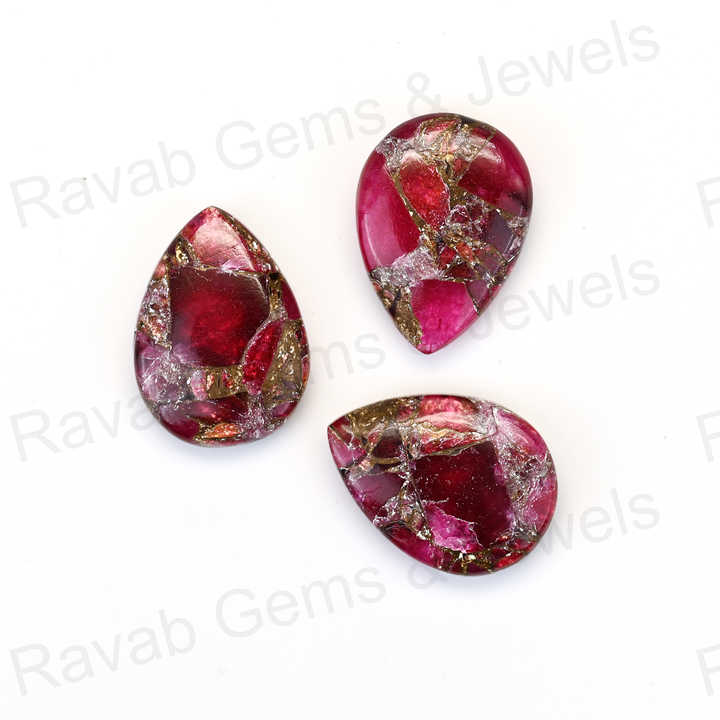 New Arrival Quality 16X22mm Mohave Pink Ruby Copper Pear Shaped Hand Polish Gemstone for Making 14k Gold Handmade Fine Jewelry