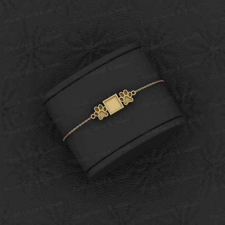 Premium Quality Solid 925 Sterling Silver Dog Pow &Squre Bracelet Good For Ashes & Resin Work Keepsake Breastmilk Fine Jewelry