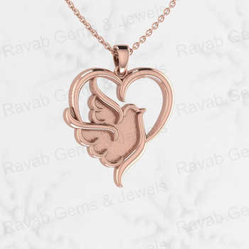 925 Sterling Silver 24x25mm Pigeon Bird Fly Heart Charm Good Resin Ashes Work Keepsake Necklace with Semi Mount Pendant Blank