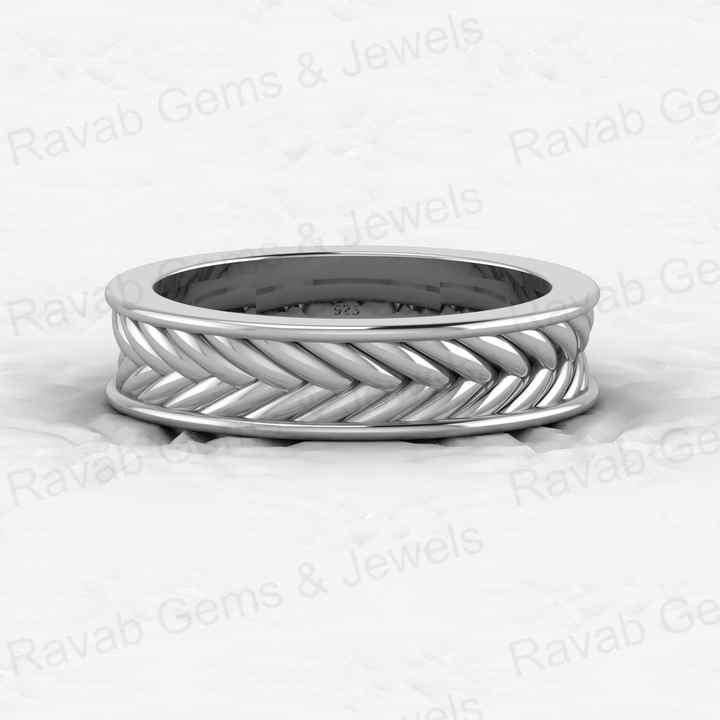Top Trending 925 Sterling Silver Gold Vermeil Modernist Rope Weave Braid Knot Wicker 4mm Eternity Band Men's Ring Fine Jewelry