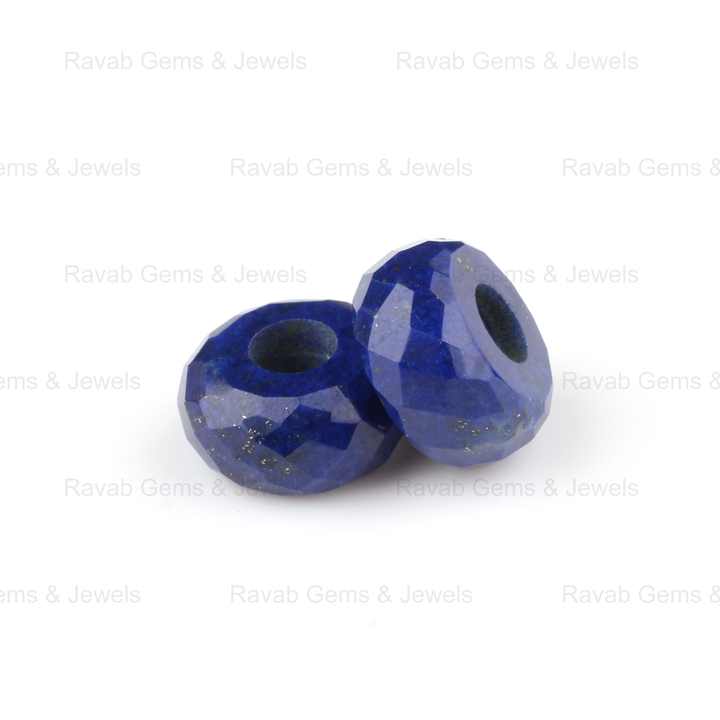 High Quality Natural 14X8mm Blue Lapis Lazuli Stylist Faceted Rondelle 5mm Big Hole Loose Gemstone Beads for Making Jewelry