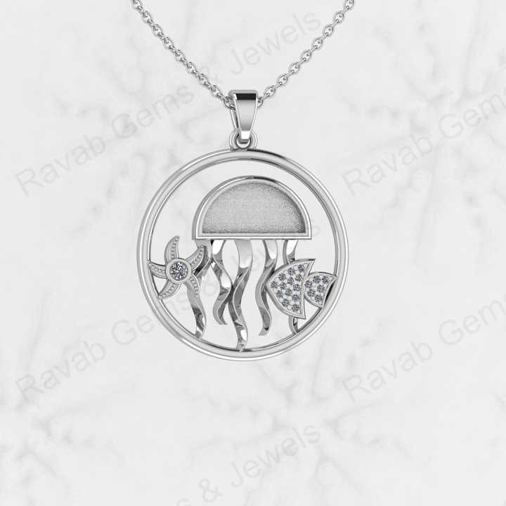 25mm Circle Octopus Starfish With CZ Blank Bezel Charm Pendant Mounting Setting High Quality 925 Silver Breastmilk Ashes Jewelry