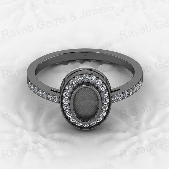 Genuine 925 Solid Sterling Silver 6x4mm Semi Mount Blank Bezel Setting Halo Ring for Breastmilk & Keepsake Resin Ceramic Jewelry