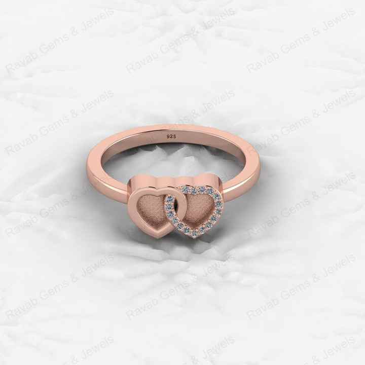Best Quality 925 Silver Double Heart With CZ1mm Semi Mount Blank Setting Eternity Ring for Breastmilk Keepsake Fine Jewelry