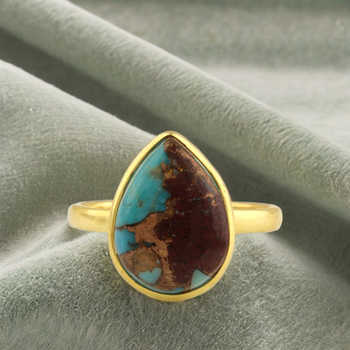New Arrival Solid 925 Sterling Silver Genuine Chrysocolla Copper 10x14mm Dainty Ring for Women Fine Fashion Handmade Jewelry
