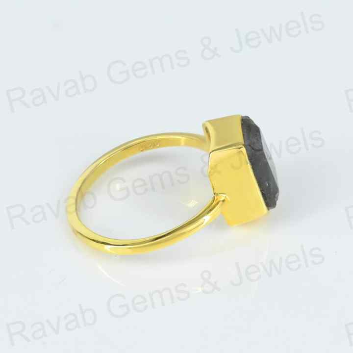 Beautiful Handmade 925 Silver 8x10mm Octagon Shape Natural Labradorite Stone Gold Vermeil Eternity Fine Jewelry Ring for Women