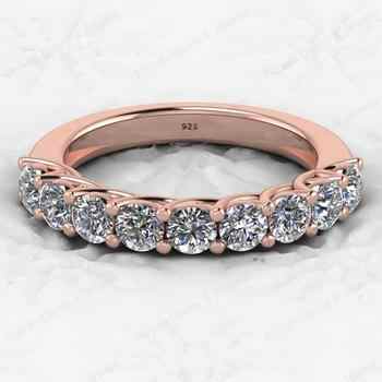 New Arrival 925 Sterling Silver Round Brilliant CZ Cut Half Eternity Gold Vermeil Engagement Gift Women's Ring Custom Jewelry