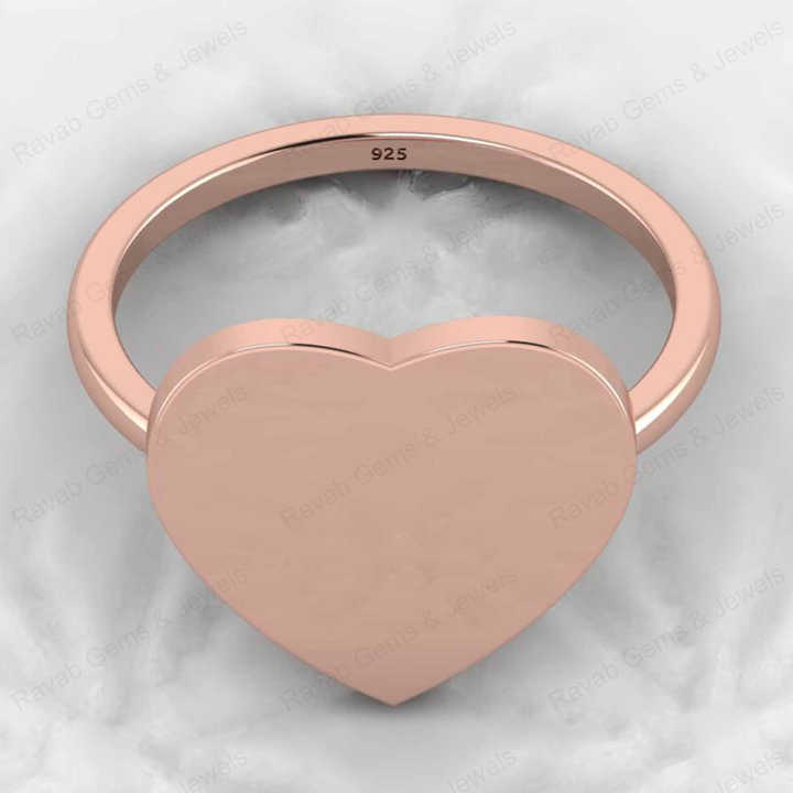 Superb 925 Silver 14mm Flat Heart Eternity Vermeil Minimalist Women's Personalized Ring With Custom Name Engraving Jewelry