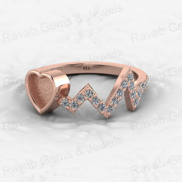 Solid 925 Sterling Silver Semi Mount Ring Initials Heart Blank Setting with Resin Ashes Breastmilk Jewelry-Genuine Product