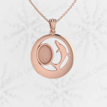 Solid 925 Sterling Silver 24mm Semi Mounting Charm Pendant Setting Dolphin Fish Circle Breast Milk Keepsake Jewelry Solid 925