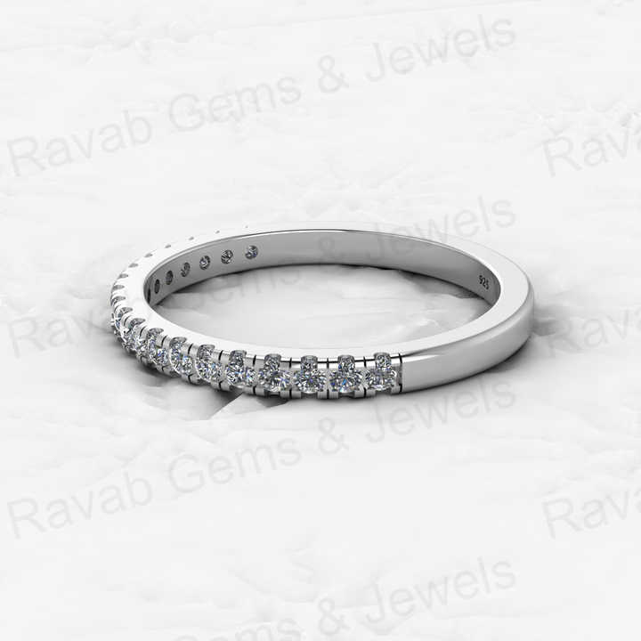 Beautiful Genuine 925 Sterling Silver CZ Diamond Half Eternity Wedding Band 18k Gold Vermeil Minimalist Women Ring Fine Jewelry