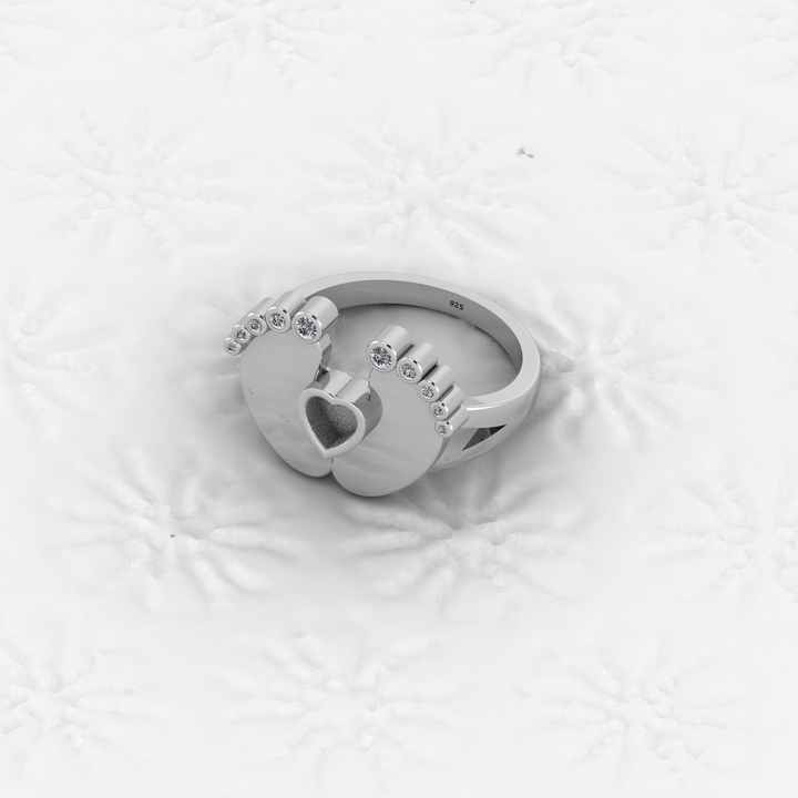 Superb Quality New Baby Born Foot Print 925 Silver Semi Mount Blank Setting Ring for Gemstone Findings & Components Jewelry