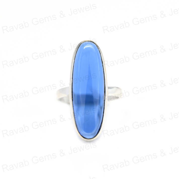 Top Selling Solid 925 Sterling Silver Blue Sapphire Quartz 10x30mm Long Oval Bezel Setting Ring for Women Fine Handmade Jewelry
