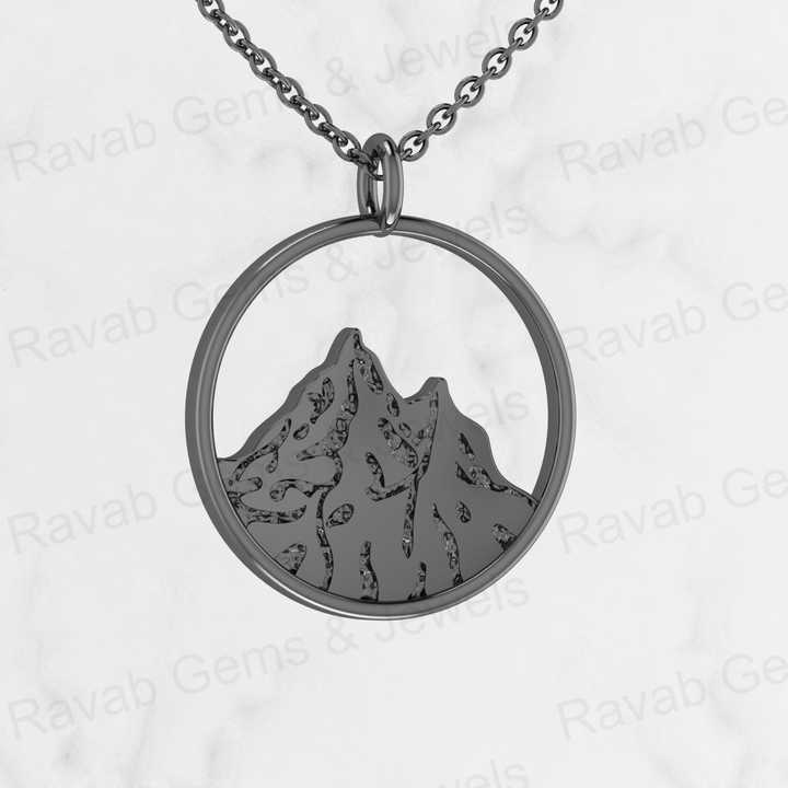 Top Selling Solid 925 Sterling Silver 20mm Mountain Disc Wanderlust Nature Lover Pendant Necklace Women Wholesale Fine Jewelry