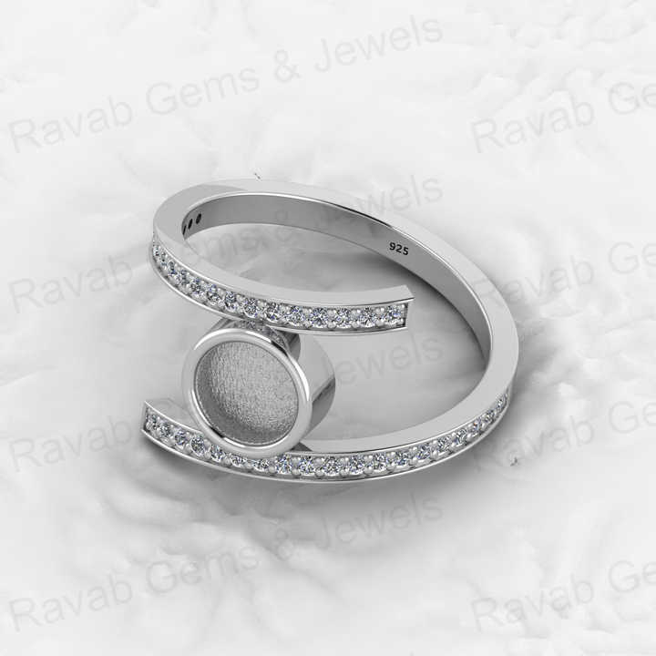 Solid 925 Sterling Silver 6mm Engagement Semi Mount Blank Setting Wedding Ring Good for Ashes & Resin Work Breastmilk Jewelry