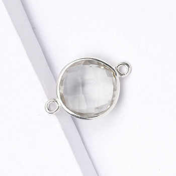 925 Sterling Silver Charm Connector Handmade 12mm Natural Crystal Quartz Bezel Pendant Fine Pendants & Charms Wholesale Supply