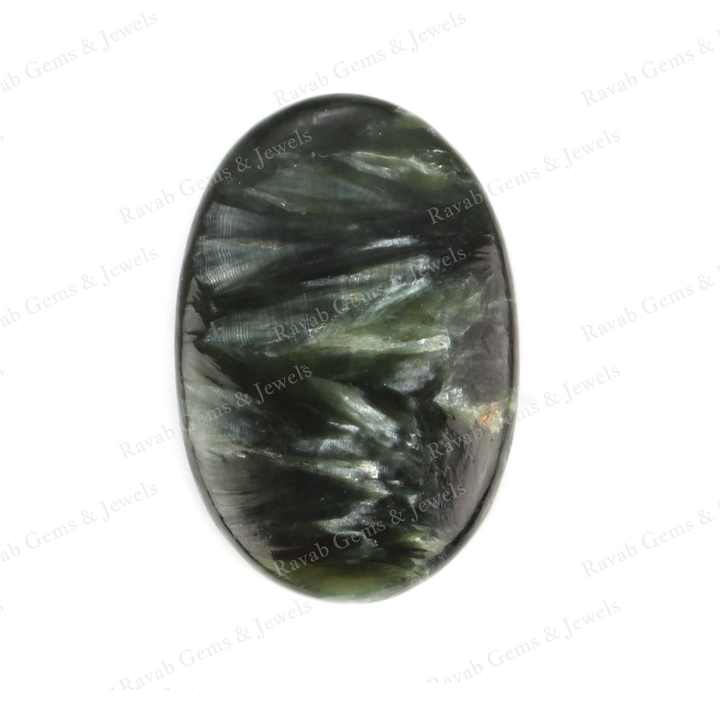 Best Quality 20x30mm Natural Green Seraphinite Flatback Cabochon Smooth Calibrated Healing Loose Gemstones for Palm Stone